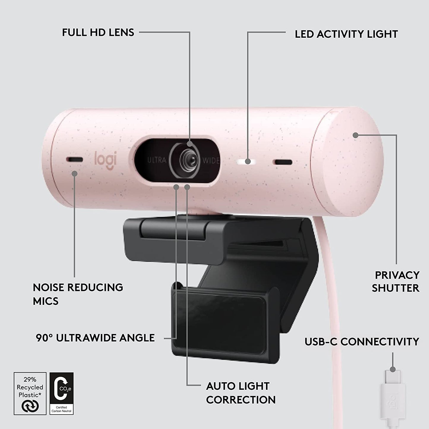 Logitech BRIO 500 Full-HD Webcam with Light Corrections