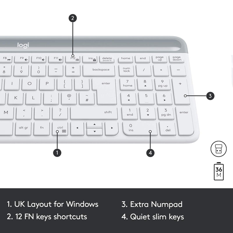 Logitech MK470 Wireless Keyboard and Mouse Combo - White