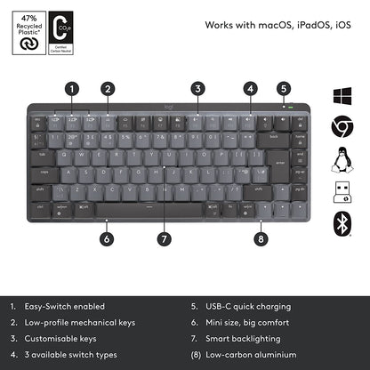 Logitech MX Mechanical Mini Wireless Bluetooth Illuminated Keyboard