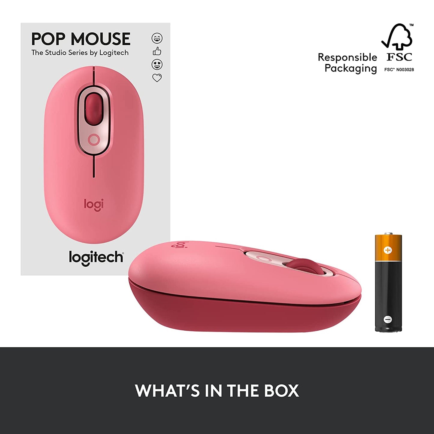 Logitech POP Optical Wireless Mouse - Pink