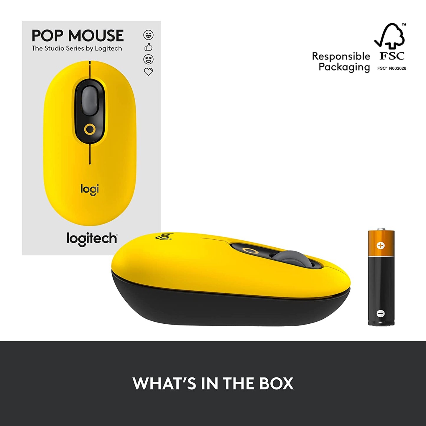 Logitech POP Optical Wireless Mouse - Yellow