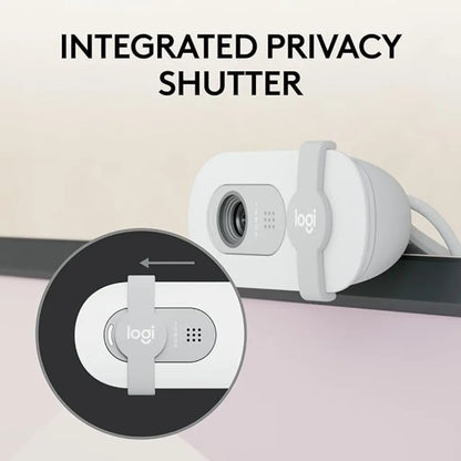Logitech BRIO 100 USB-A 1080p FHD Webcam with Privacy Shutter and Built-in Mic - Off White-960-001618-tpstech