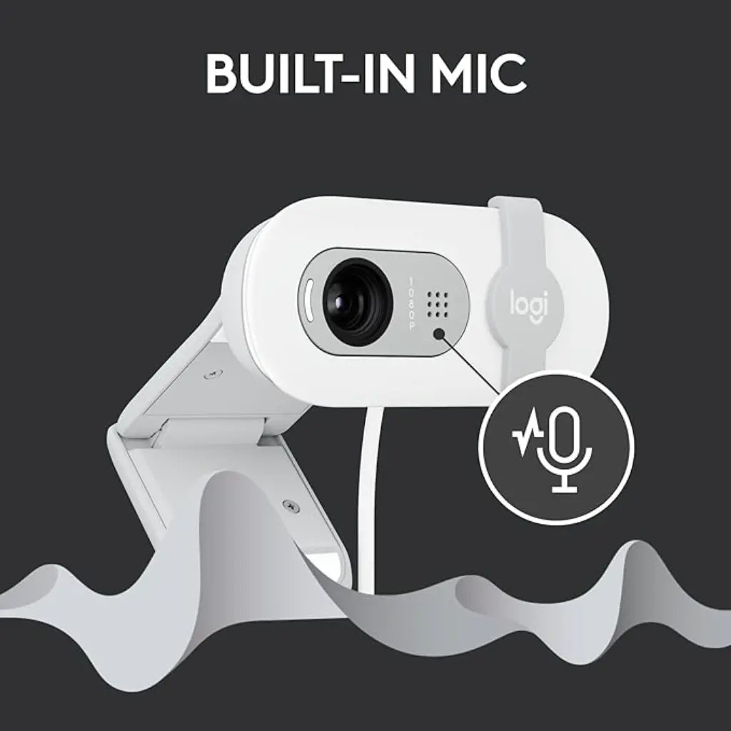 Logitech BRIO 100 USB-A 1080p FHD Webcam with Privacy Shutter and Built-in Mic - Off White-960-001618-tpstech