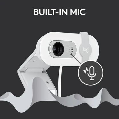 Logitech BRIO 100 USB-A 1080p FHD Webcam with Privacy Shutter and Built-in Mic - Off White-960-001618-tpstech