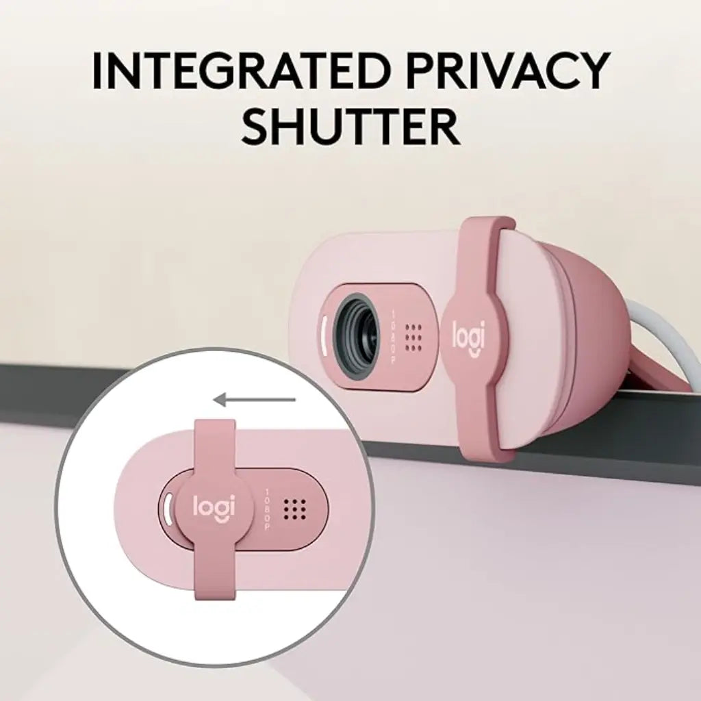 Logitech BRIO 100 USB-A 1080p FHD Webcam with Privacy Shutter and Built-in Mic - Rose-960-001624
