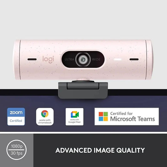 Logitech Brio 500 Full HD 1080p Webcam with Noise Reducing Mics - Rose-960-001433