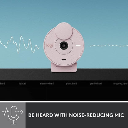 Logitech Brio 300 1080p Full HD Webcam with Noise Reducing Mic - Rose-960-001449-tpstech