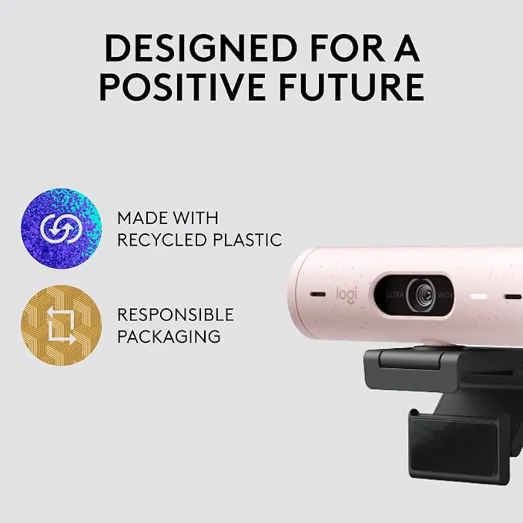 Logitech Brio 500 Full HD 1080p Webcam with Noise Reducing Mics - Rose-960-001433