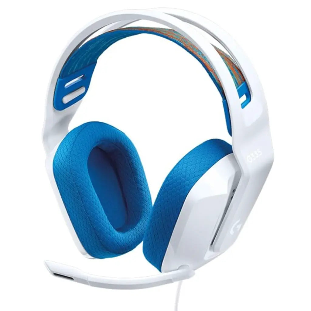 Logitech G335 Lightweight Gaming Wired Over Ear Headphones with Mic Flip to Mute- White-tpstech.in