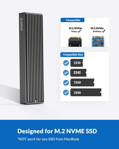 ORICO M2PV-C3 M.2 NVMe SSD संलग्नक USB 3.1 और टाइप C इंटरफ़ेस के साथ