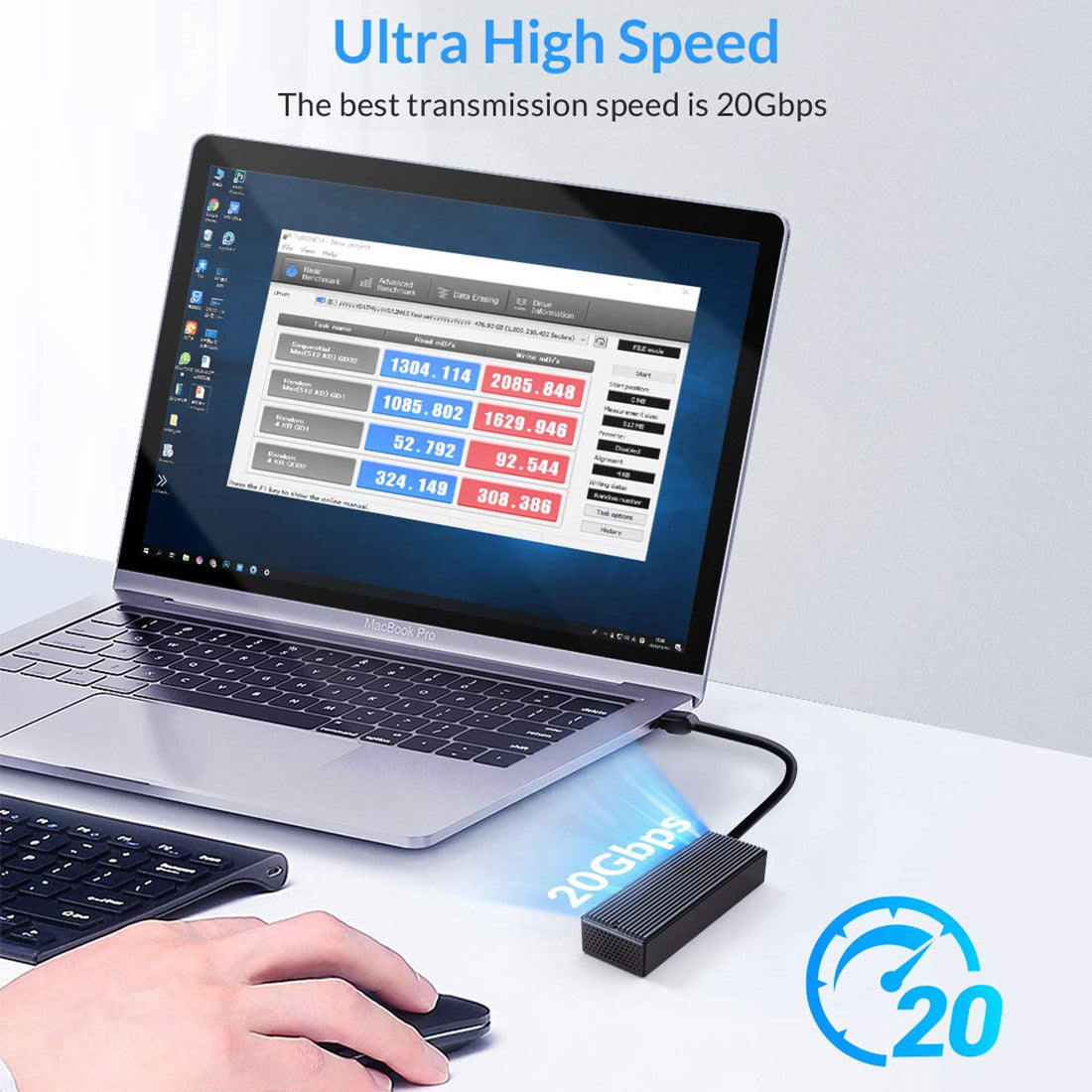 [Repacked]ORICO M2PVC3-G20 USB 3.2 20Gbps M.2 NVMe SSD Enclosure with Built-in Cooling System