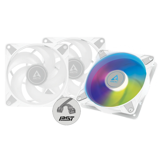 ARCTIC P12 PWM PST A-RGB 120mm CPU Case Cooling Fan Pack of 3 - White