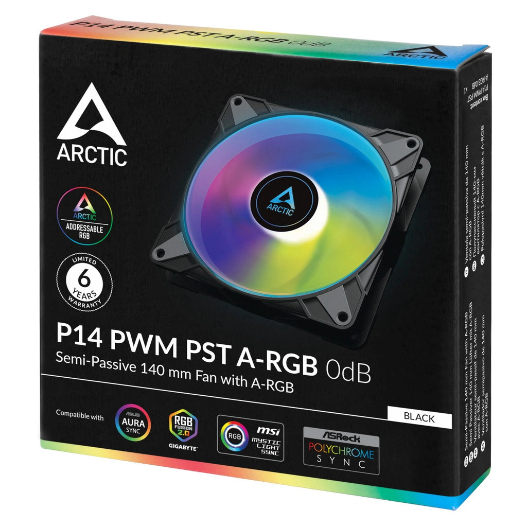ARCTIC P14 PWM PST A-RGB 140 mm CPU Case Cooling Fan-Black