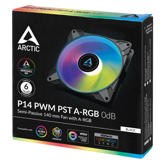 ARCTIC P14 PWM PST A-RGB 140 mm CPU Case Cooling Fan-Black