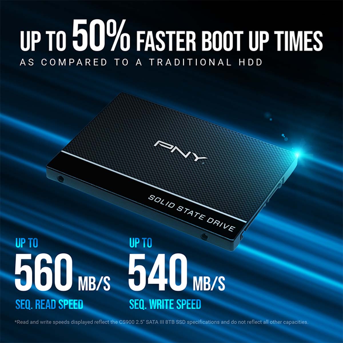 PNY CS900 120GB 2.5-इंच SATA III इंटरनल SSD 515 MB/s रीड स्पीड और 490 MB/s राइट स्पीड के साथ