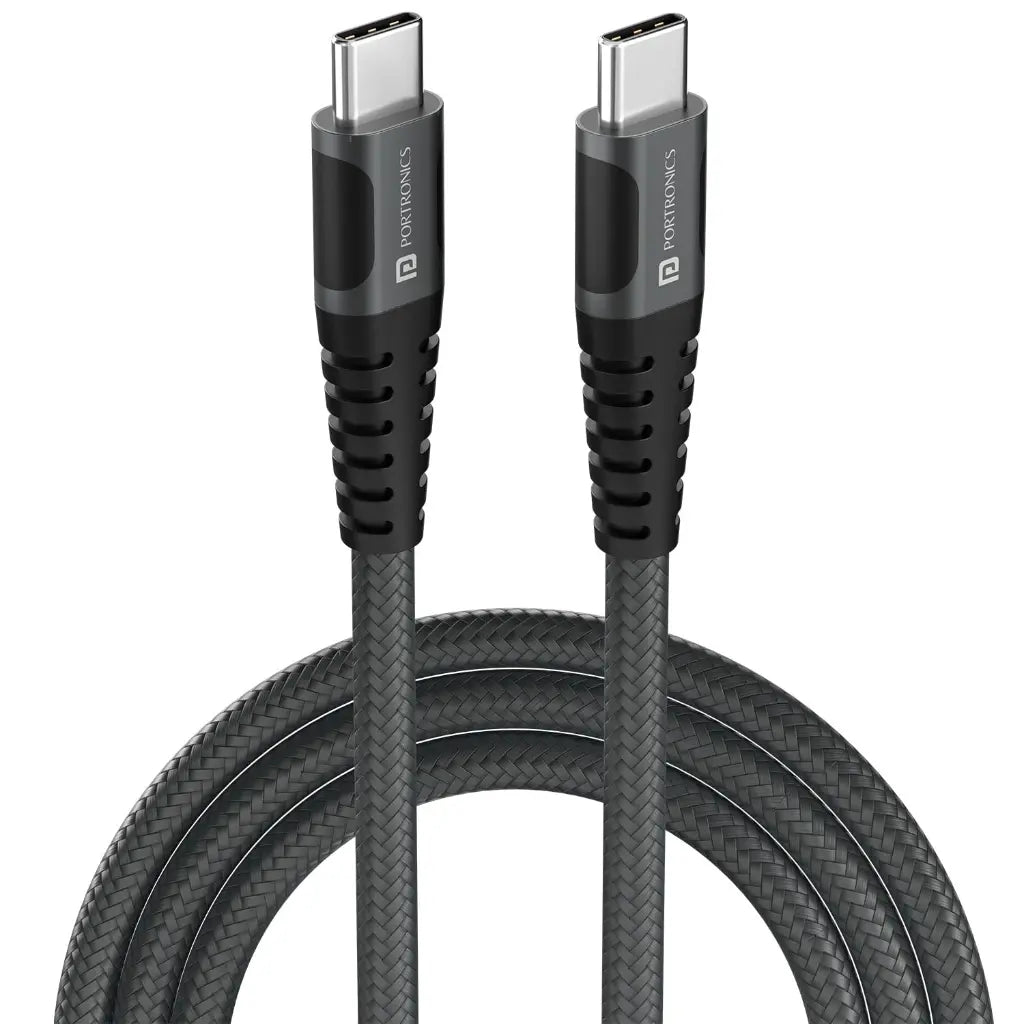 Portronics Flash C POR 2647 100W Type C to Type C Cable 20Gbps Data Transfer 1.5M-tpstech.in