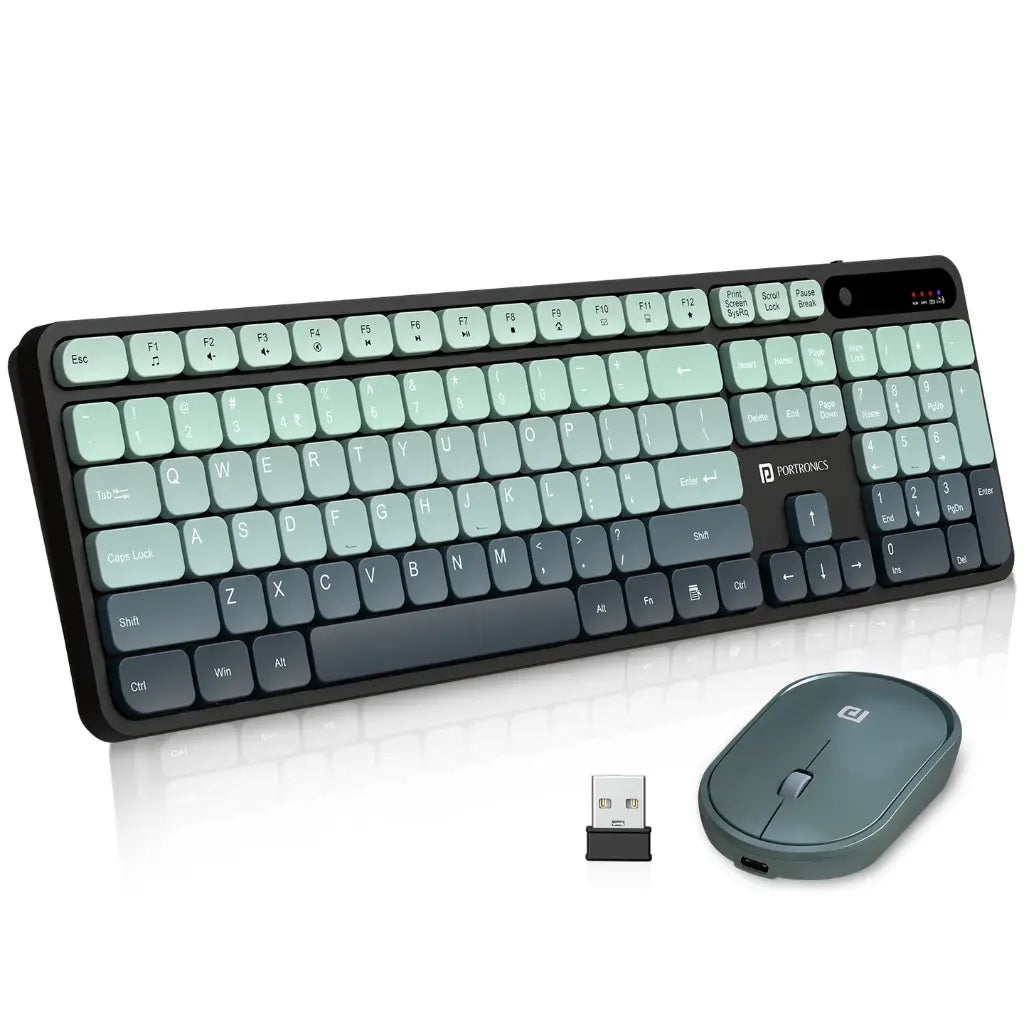Portronics Key11 Combo POR 2611 Wireless Keyboard and Mouse Set - Grey-tpstech.in
