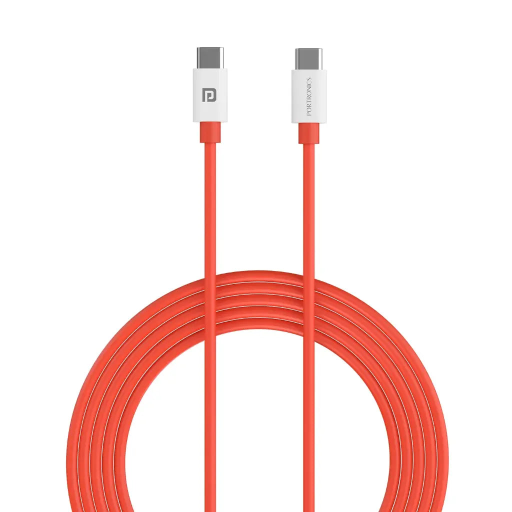 Portronics Konnect Dash Max POR 2067 65W Type C to Type C Fast Charging Cable 1M - Red-tpstech.in