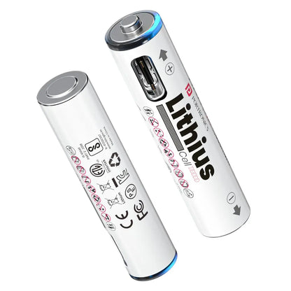 Portronics Lithius Cell AAA USB C Rechargeable Lithium Ion Battery 440mAh with LED Indicator-tpstech.in