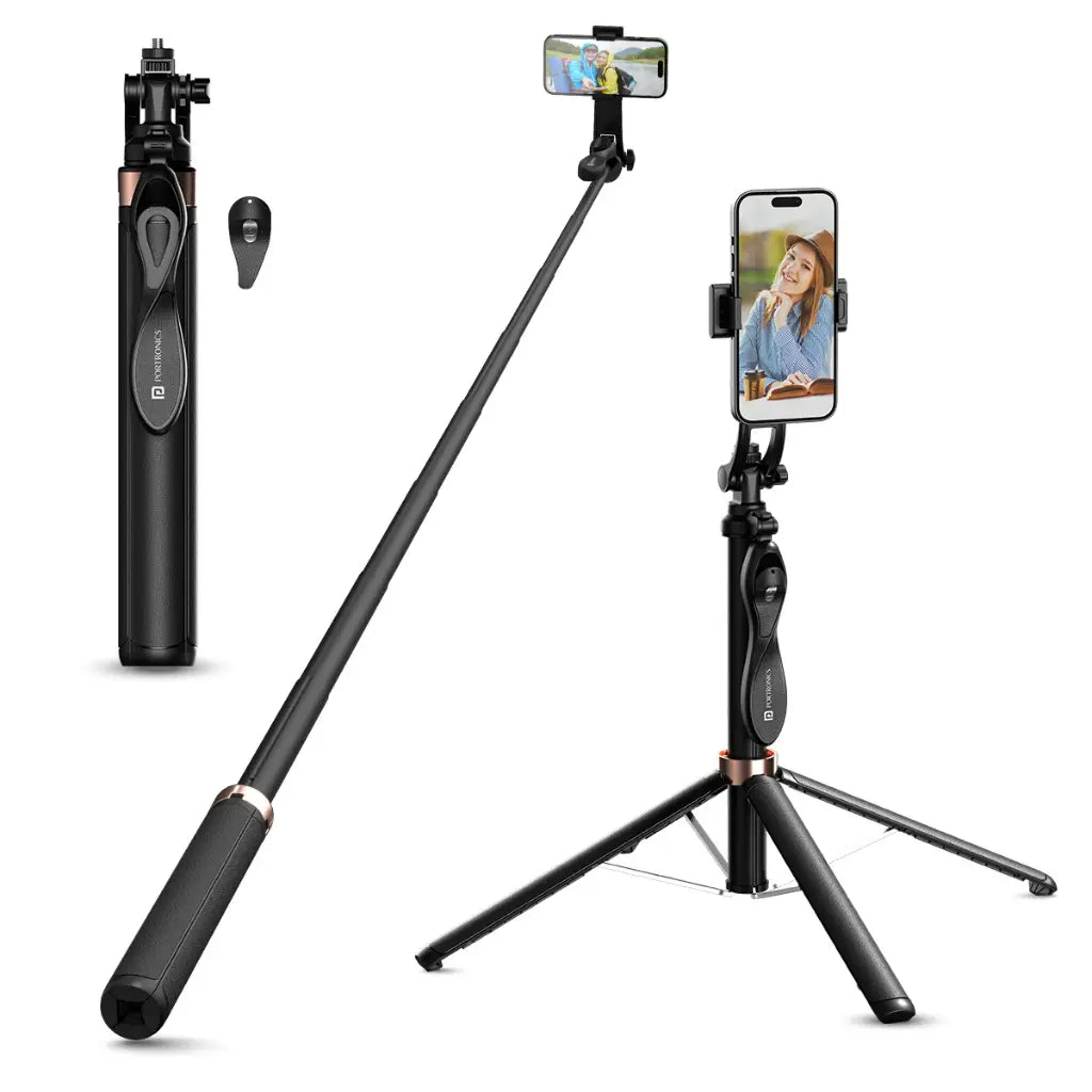 Portronics Lumistick Pro POR 2064 Selfie Stick Tripod with Bluetooth Remote-tpstech.in