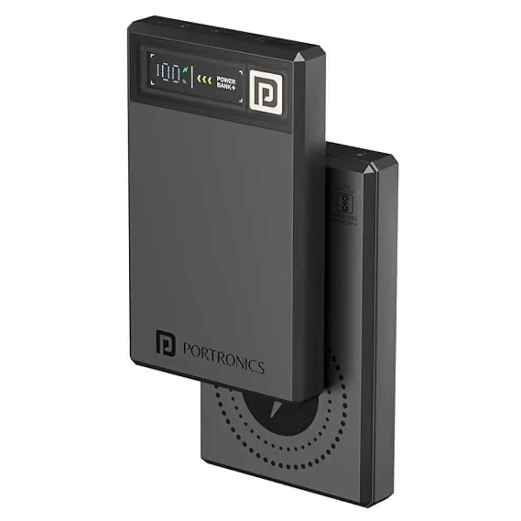 Portronics Luxcell MagClick 10K POR 2257 10000mAh 15W Magnetic Wireless 22.5W Fast Charging Power Bank-tpstech.in