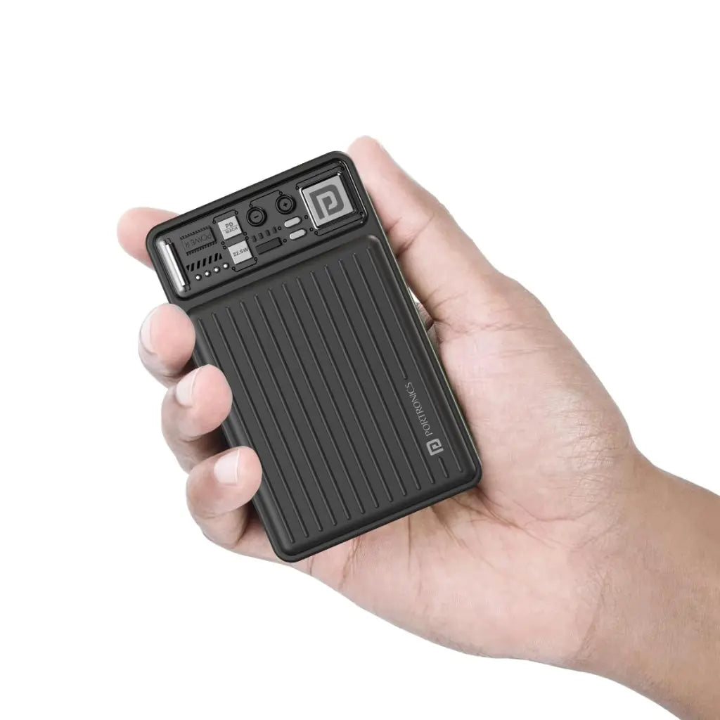 Portronics Luxcell Mini 10K 10000mAh Power Bank 22.5W Fast Charging - Black-tpstech.in