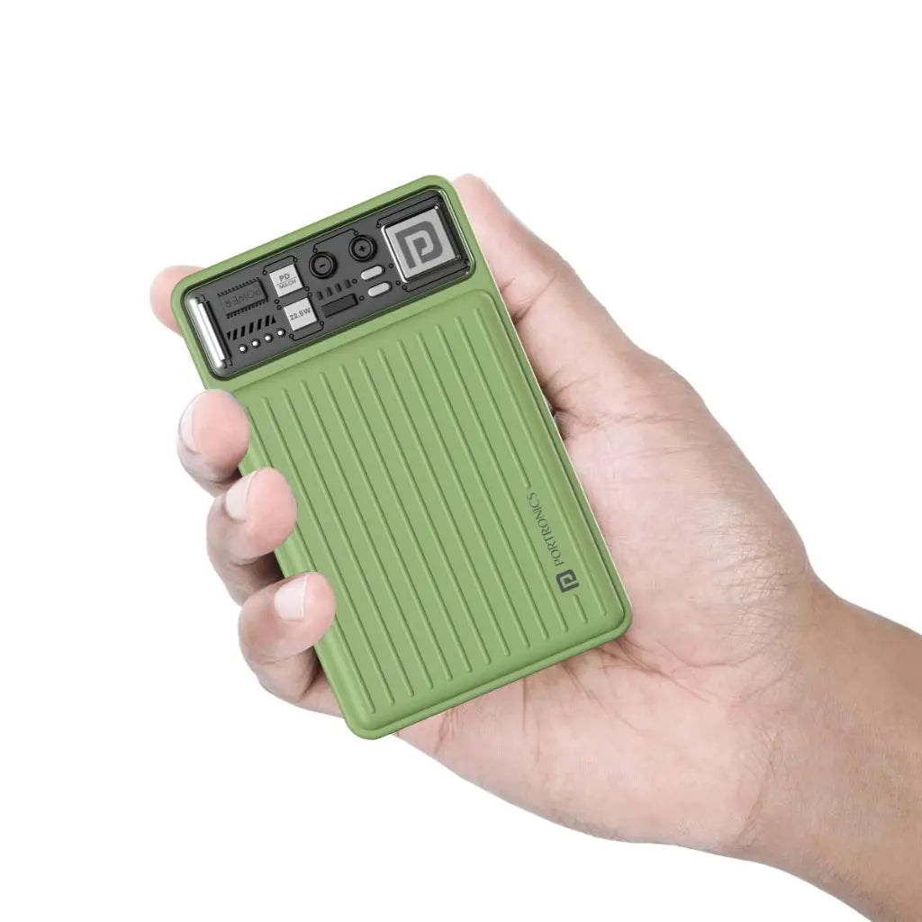 Portronics Luxcell Mini 10K 10000mAh Power Bank 22.5W Fast Charging - Green-tpstech.in