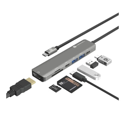 Portronics Mport 52 POR 1631 7‑in‑1 Type‑C Multiport Hub with 4K HDMI-tpstech.in