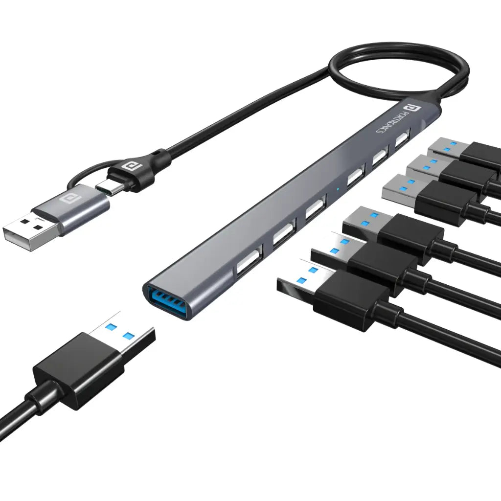 Portronics Mport 7 POR 1792 7 Port USB Hub with Type C and USB A Convertible Heads-tpstech.in