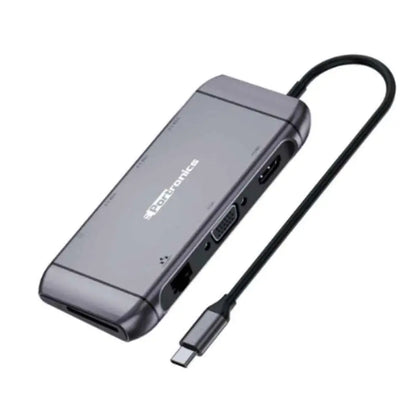 Portronics Mport 9C POR 1197 USB C Multiport Hub 9 in 1 with HDMI VGA RJ45 - Silver-tpstech.in