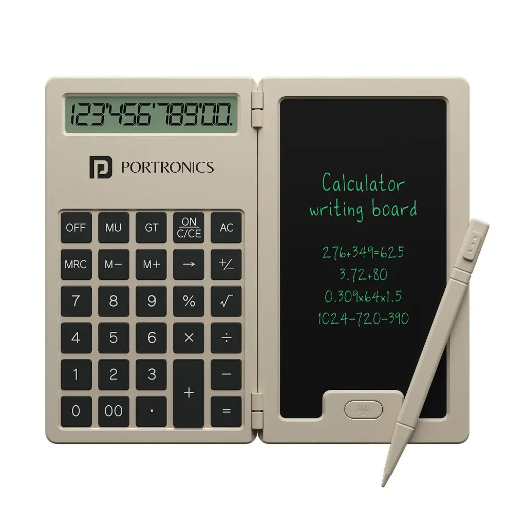 Portronics Ruffpad Calc Mini POR 2078 2 in 1 LCD Writing Pad with 12 Digit Calculator-tpstech.in