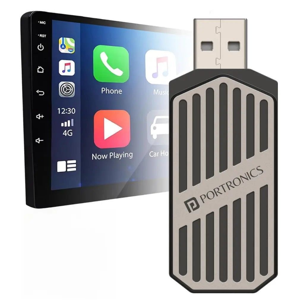 Portronics Tune POR‑2759 2‑in‑1 Wireless Car Receiver USB Plug Adapter (Black)-tpstech.in