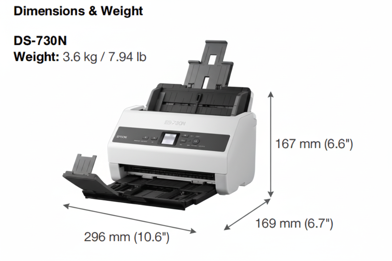 Epson DS-730N Network Color Document Scanner with 100-Sheet ADF Duplex Scanning