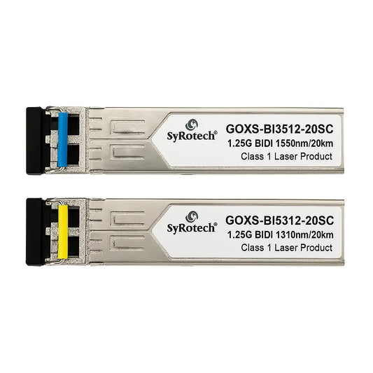 Syrotech GOXS-BI3512-20SC & GOXS-BI5312-20SC 1.25G Bidirectional SFP Module SC Connector 20KM Range-tpstech.in