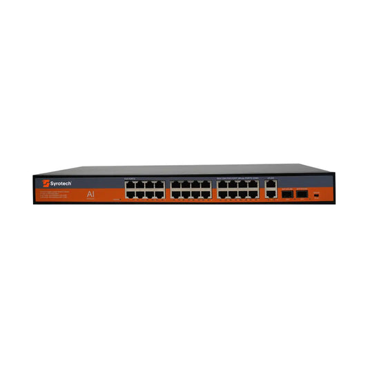 Syrotech SY-2400P-2T-2S-400W Unmanaged 24-Port Gigabit PoE Switch-tpstech.in
