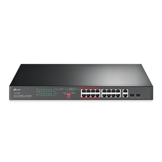 TP-Link TL-SL1218MP 16 Port 10/100Mbps Fast Ethernet Gigabit Rackmount Switch with 2 SFP Slots