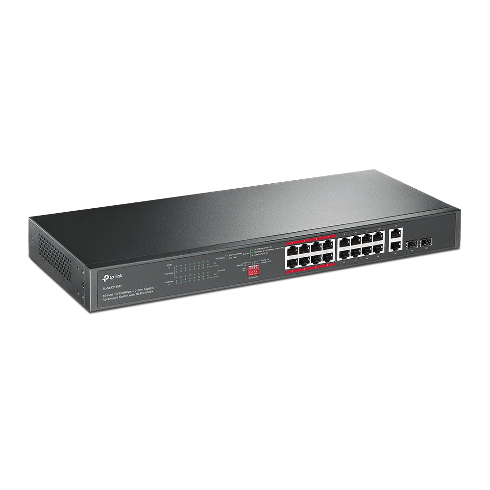 TP-Link TL-SL1218MP 16 Port 10/100Mbps Fast Ethernet Gigabit Rackmount Switch with 2 SFP Slots