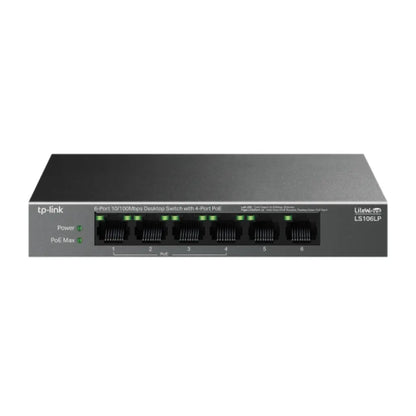 TP-Link LS106LP 6-Port 10/100Mbps Desktop Switch 4 PoE+ Ports 41W PoE Budget-tpstech.in