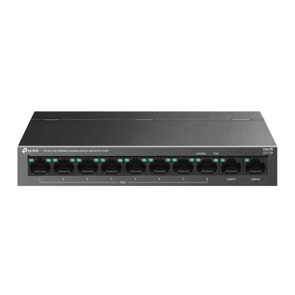 TP-Link LS110P 10-Port 10/100Mbps Desktop Switch 8-Port PoE+-tpstech.in