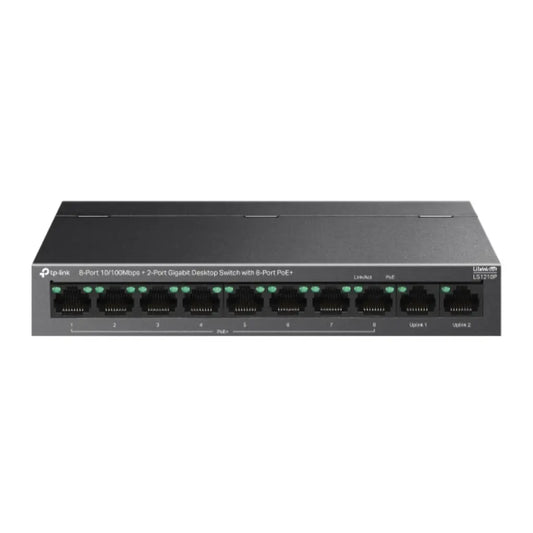 TP-Link LS1210P 10-Port Desktop Switch 8-Port PoE+ 2 Gigabit Uplink Ports