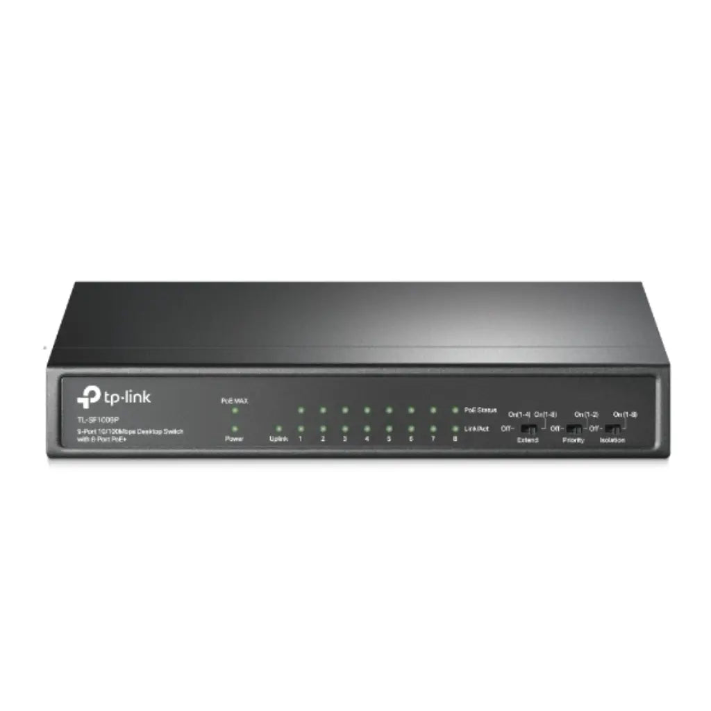 TP-Link TL-SF1009P 9-Port 10/100Mbps Desktop Switch with 8 PoE+ Ports-tpstech.in