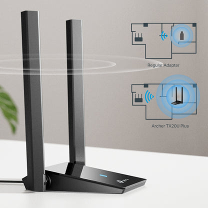 TP-Link AX1800 Archer TX20U Plus Dual Antennas High Gain Wireless USB Adapter  - Black