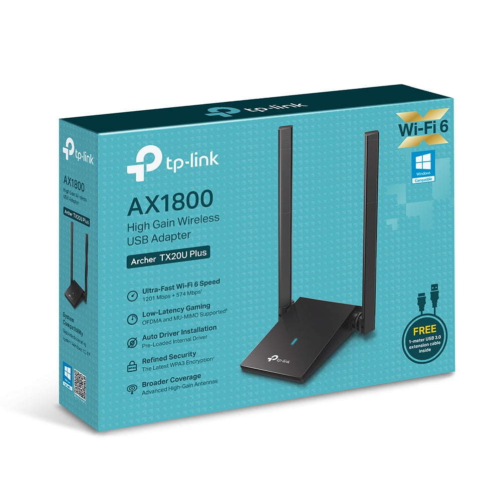 TP-Link AX1800 Archer TX20U Plus Dual Antennas High Gain Wireless USB Adapter  - Black