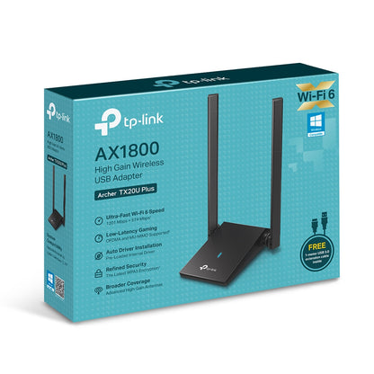 TP-Link AX1800 Archer TX20U Plus Dual Antennas High Gain Wireless USB Adapter  - Black