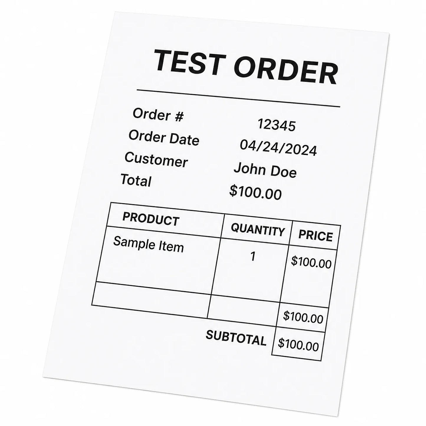 Test Order