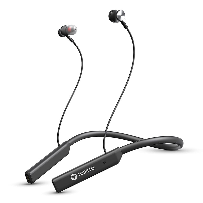 Toreto TOR-300 Beta Lite Wireless Bluetooth 5.0 Neckband Headset with ENC Noise Cancelling Mic Upto 20Hrs Playtime - Black