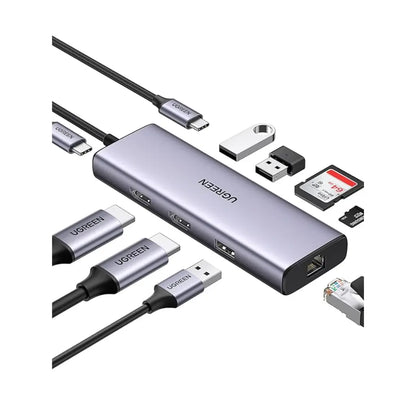 Ugreen USB-C 9-in-1 Docking Station with Dual 4K HDMI 60W PD-tpstech.in