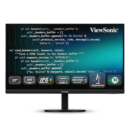 ViewSonic VG2709U‑2K 27″ QHD IPS 100Hz USB‑C Docking Monitor with Speakers-tpstech.in