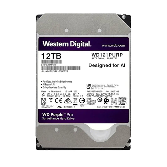 Western Digital Purple Pro 12TB 3.5" SATA 7200RPM Surveillance Hard Disk Drive-tpstech.in