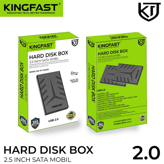 KINGFAST USB 2.0 External HDD/SSD Enclosure with Lightweight and Shock-Resistant Design